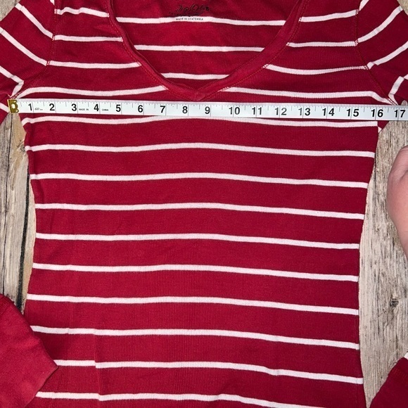 SO brand long sleeve t shirt, red and white stripe, size large - Picture 7 of 8
